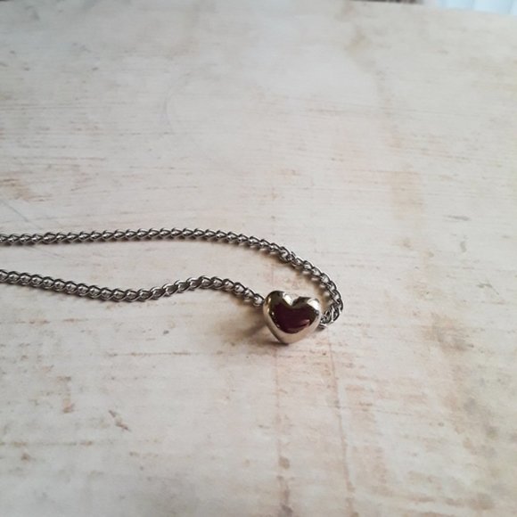 Puff Heart Pendant Dainty Silver Necklace - Picture 4 of 6